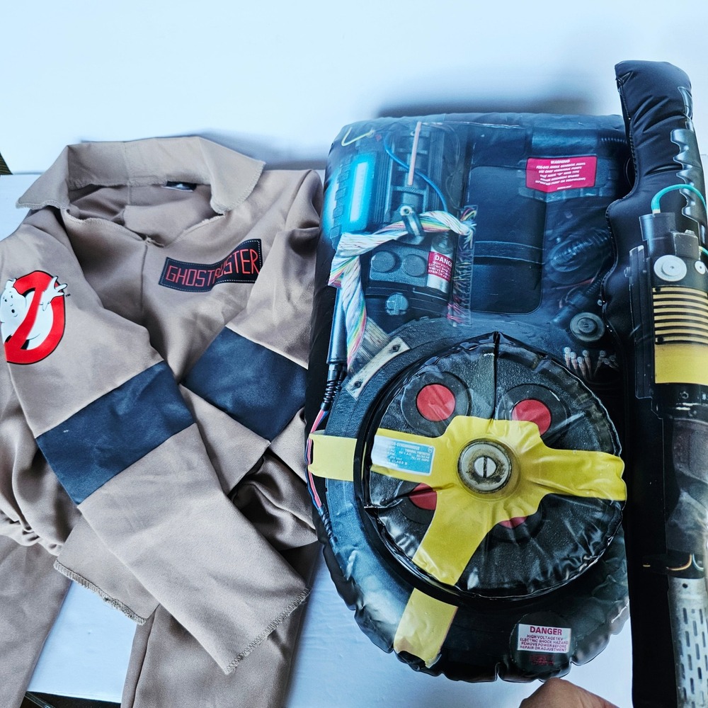 Kids Ghostbusters Jumpsuit Costume Inflatable Proton Pack Size 7/8 80s Movie